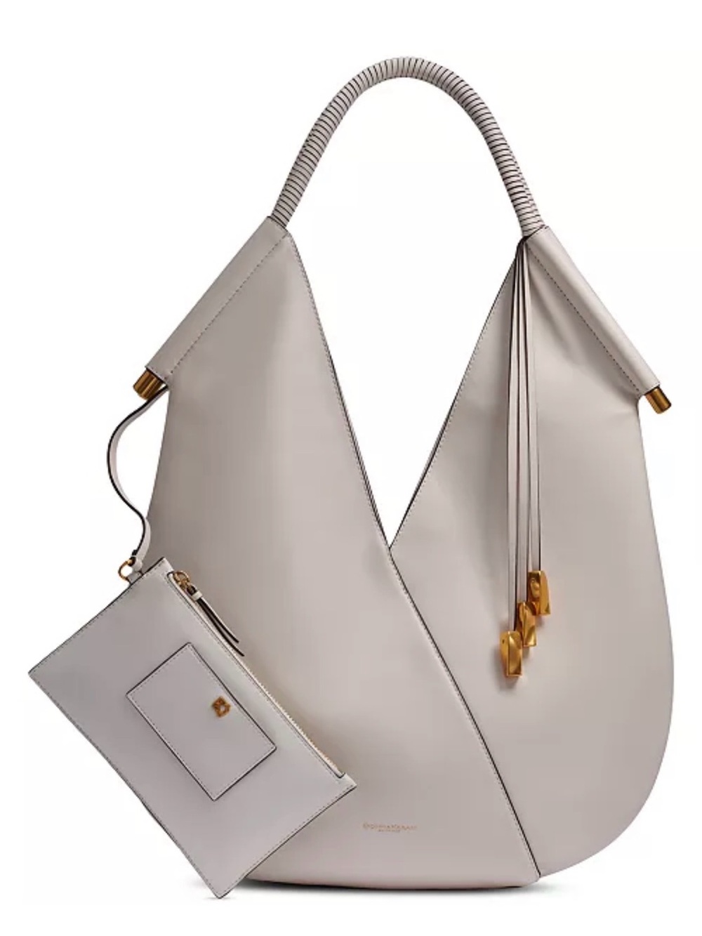 Donna Karan New York Baldwin Large Shoulder w Leather Wrapped Rounded Handle New